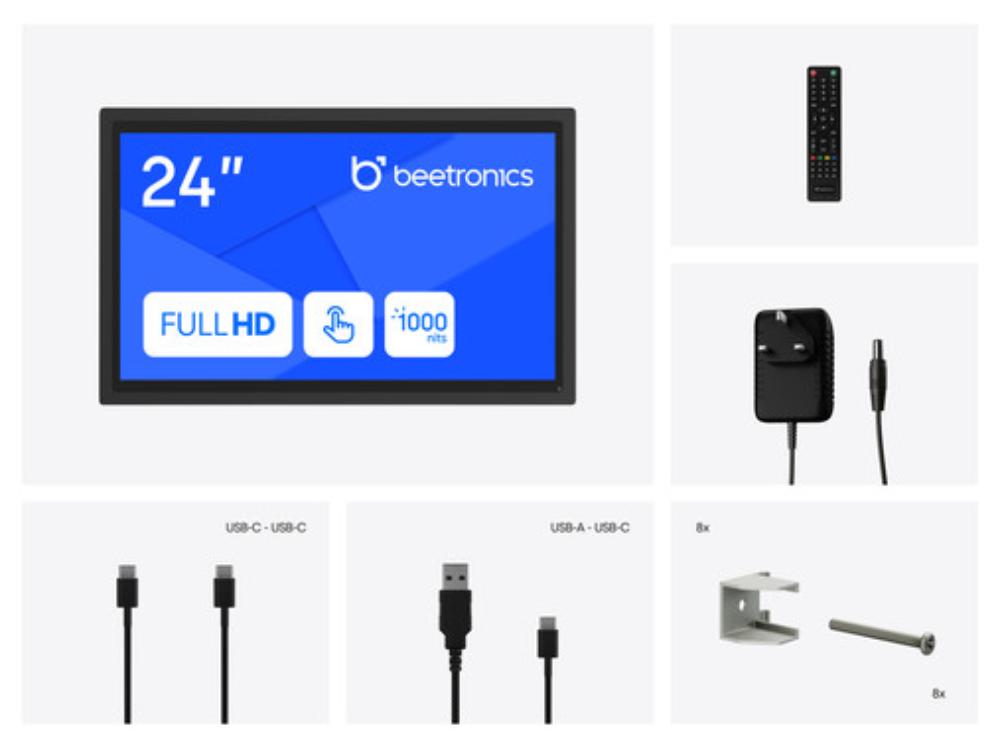 Beetronics 24" hábirtu snertiskjár · · FullHD upplausn (1920 x 1080) · LED IPS MultiTouch · Contrast